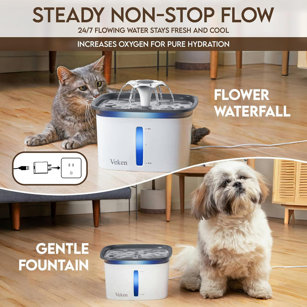 Innovation Award Winner 95oz/2.8L Pet Fountain, Automatic Cat Water Fountain Dog Water Dispenser with Replacement