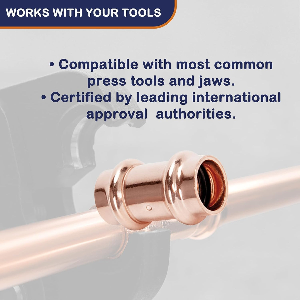 Copper Press Fittings 1/2 inch Coupling with Stop Zero Lead 10-Pack