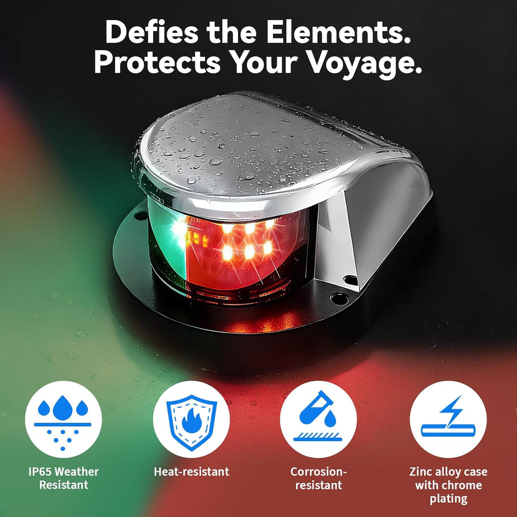 Boat Light, Lights for Boat,Navigation Light with Red Green LED 12V 1 Pack