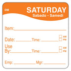IT110053-6-SAT Day of the Week 2" x 2" Dissolvable Label, Saturday, Item/Date/Use By, (Roll of 250)