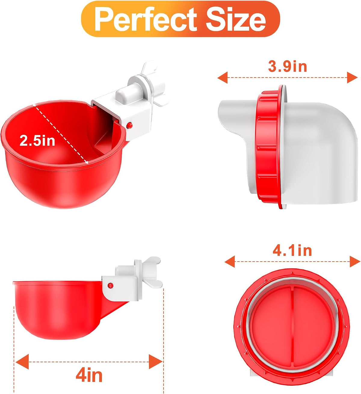 No Waste Chicken Feeders and Waterers - 6 Set with Water Cups
