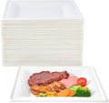 150 Piecs Compostable Square Paper Plates, 10 inch, White