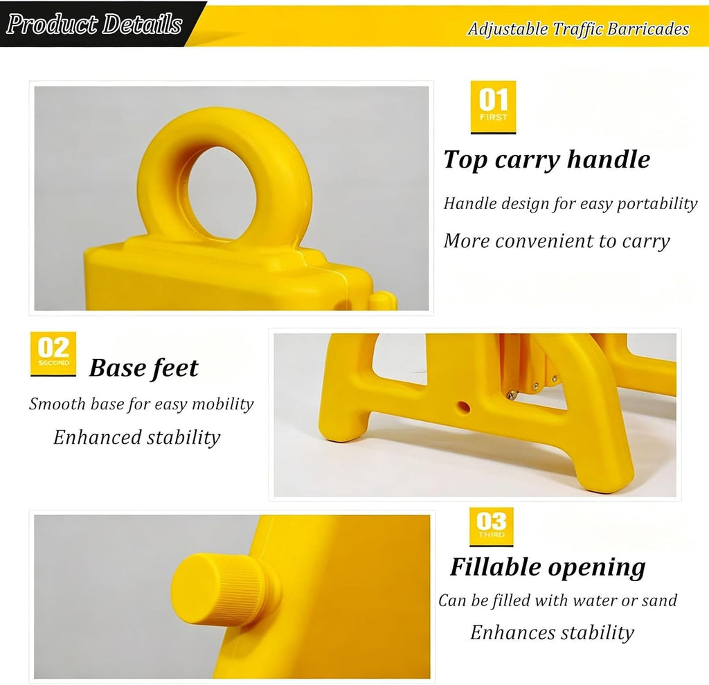 Traffic Barricade Fence with Weighted Base, Safety Barricade for Outside | Expandable Mobile Barricade System