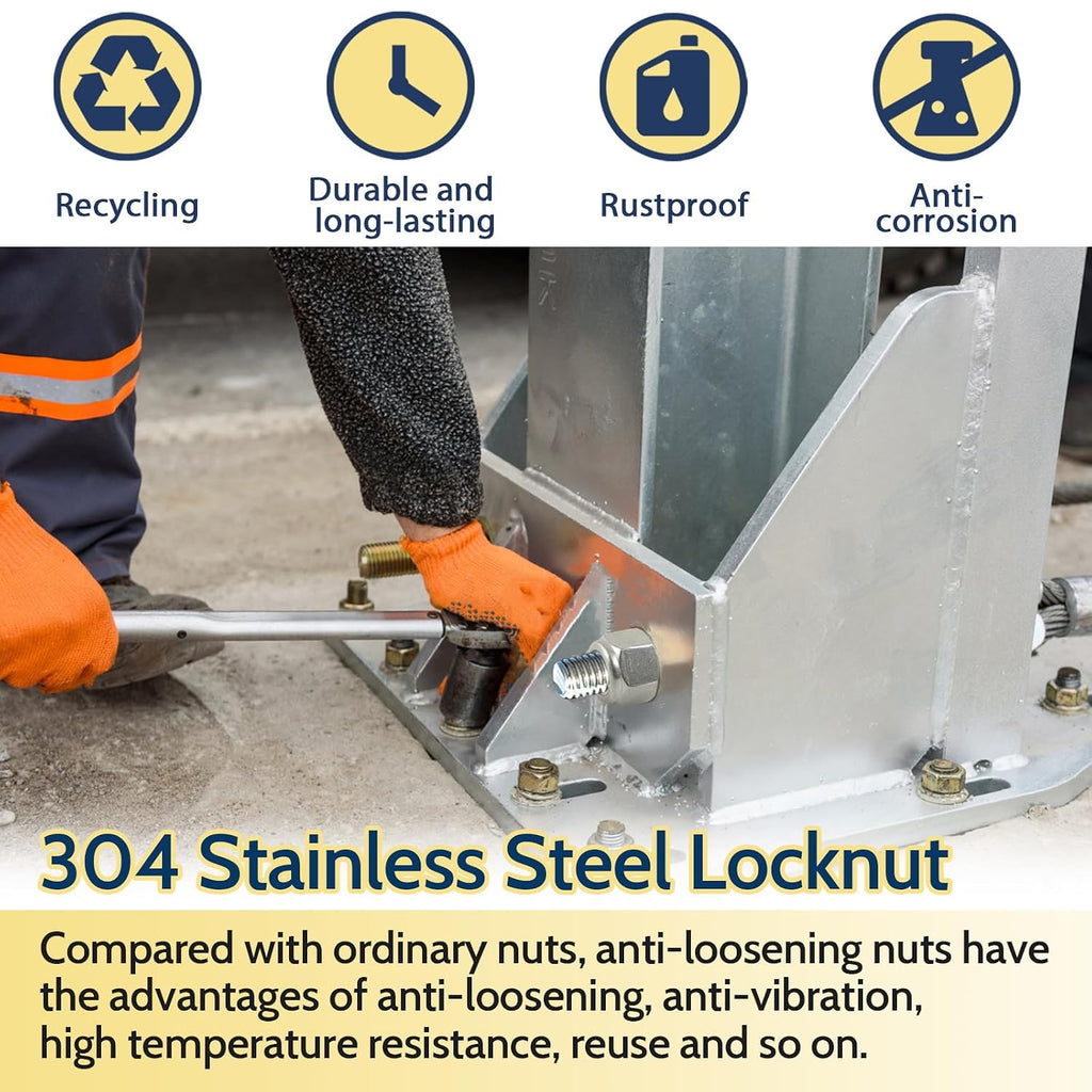 M5-0.8 Lock Nut, 190Pcs Stainless Steel Nylock Insert Locking Nuts