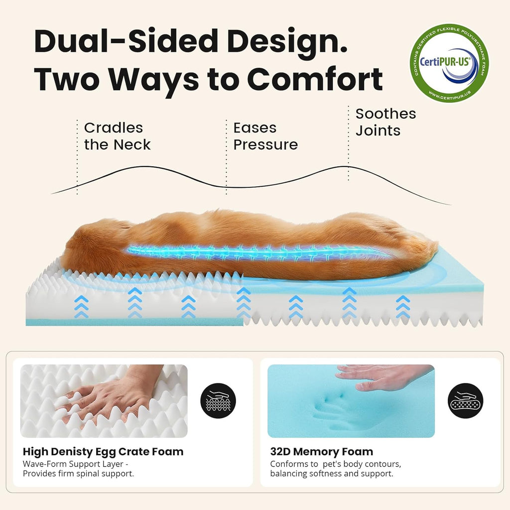 Orthopedic Waterproof Dog Bed for Extra Large Dogs, Machine-Washable Removable Cover in Easy-Clean Fabric, Reversible