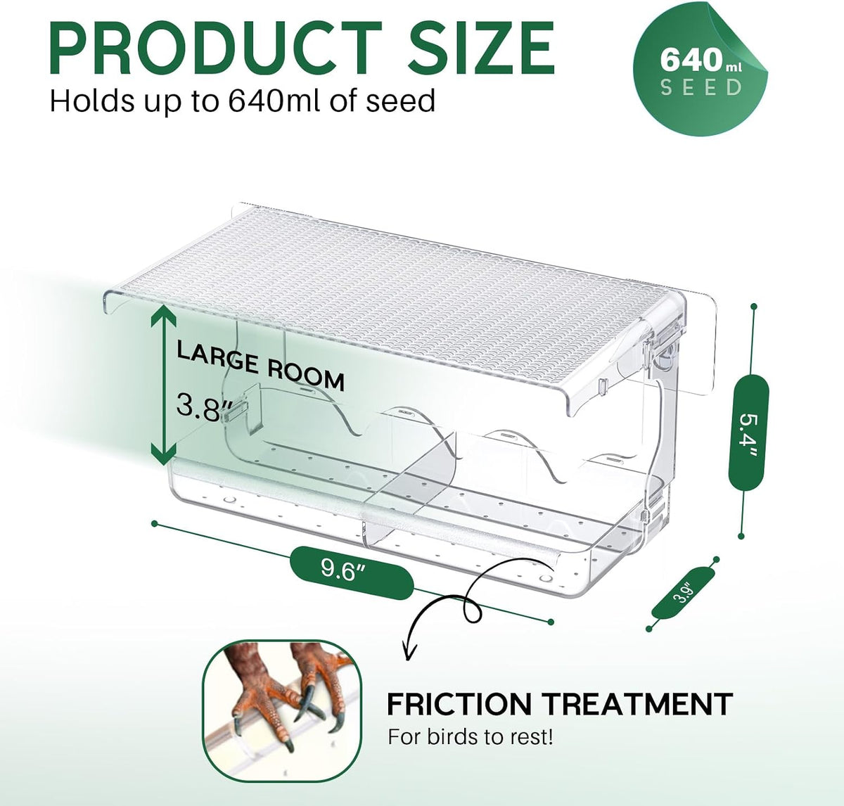 Window Bird Feeder for Outdoors, Clear Bird Feeders Window Mounted