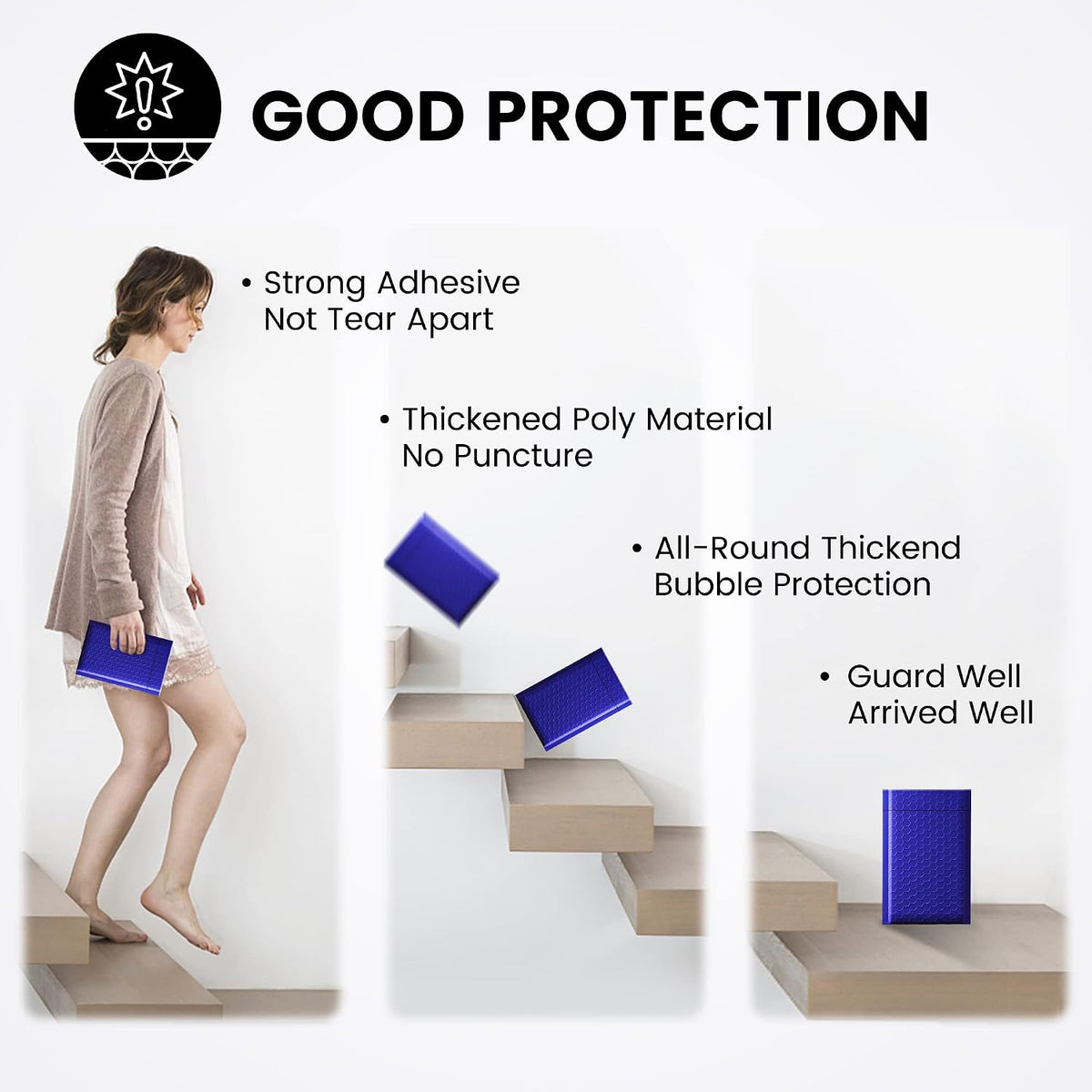 100 Pack 4x8" Bubble Mailers Royal Blue Shipping Padded Envelopes