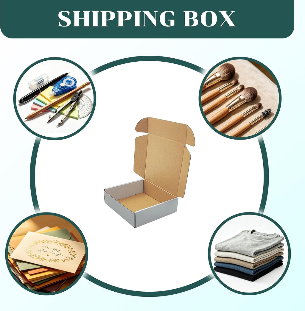 White Shipping Boxes 7x6x2 Inch 50 Pack, Corrugated Cardboard Mailers