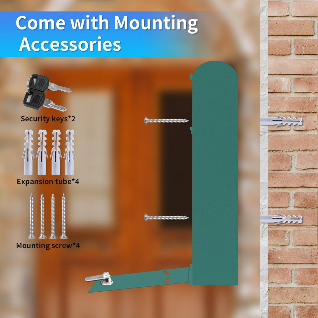 Wall-Mount Mailbox, Vintage Rust Resistant House Mailbox, Galvanized Steel Drop Mailboxes for Outside, Metal Post