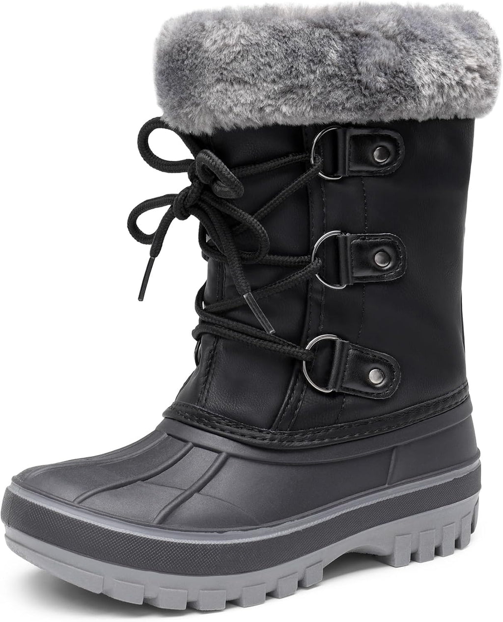 Unisex Snow Waterproof Winter Boots | Warm Faux Fur Lined Outdoor Secure Grip Anti Slip Outsole Easy Wear Windproof