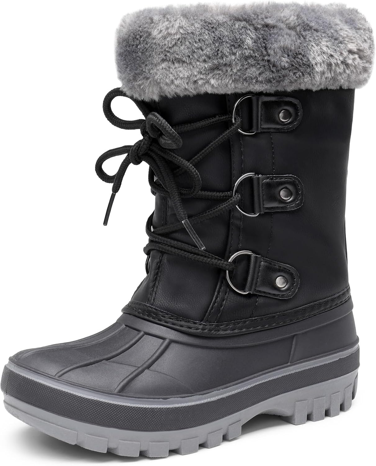 Unisex Snow Waterproof Winter Boots | Warm Faux Fur Lined Outdoor Secure Grip Anti Slip Outsole Easy Wear Windproof