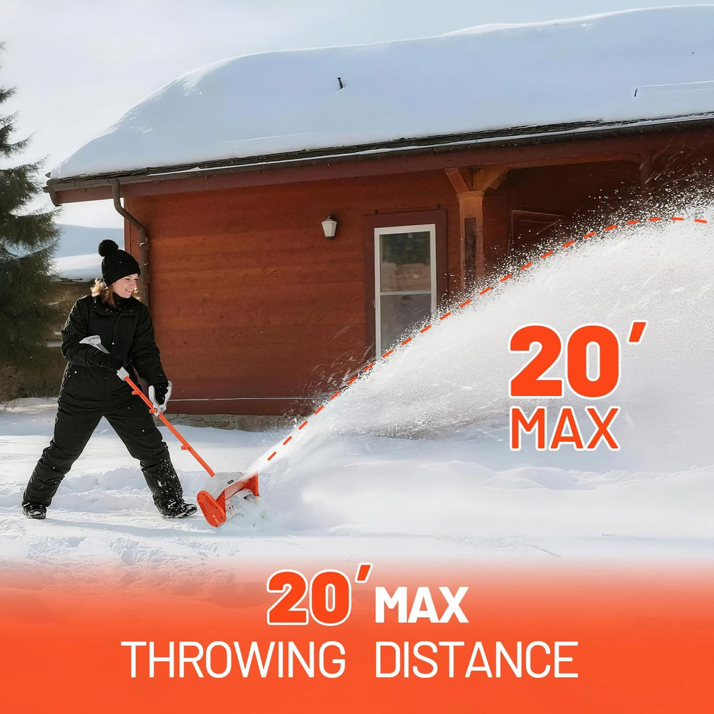 Cordless Snow Shovel 20V, 13-Inch Lightweight Electric Power Shovel for Snow Removal, Includes 4.0 Ah Battery, Easy