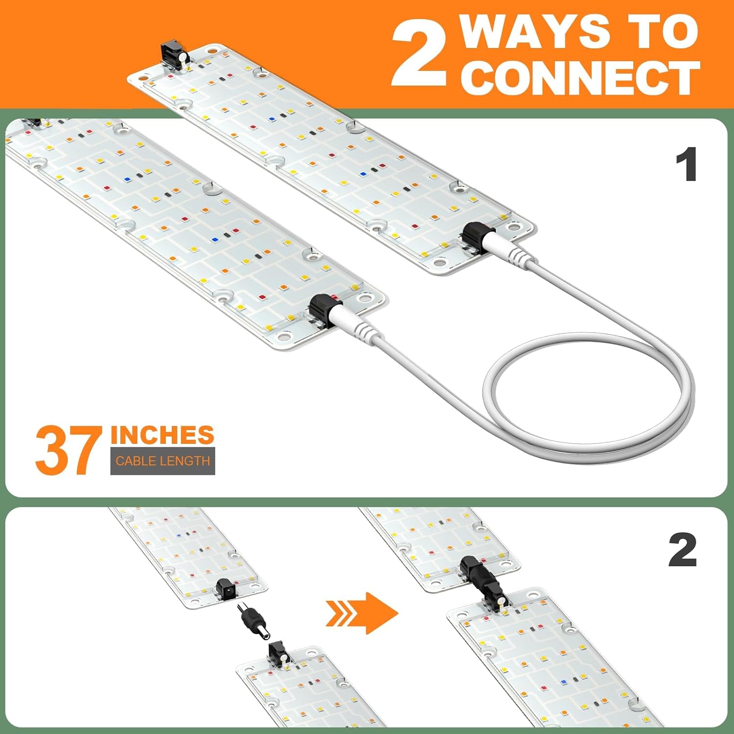 40W Full Spectrum Grow Light, Dimmable Timer, Ultra Thin Linkable | 6/12/16h timer,adjustable brightness,ultra-thin