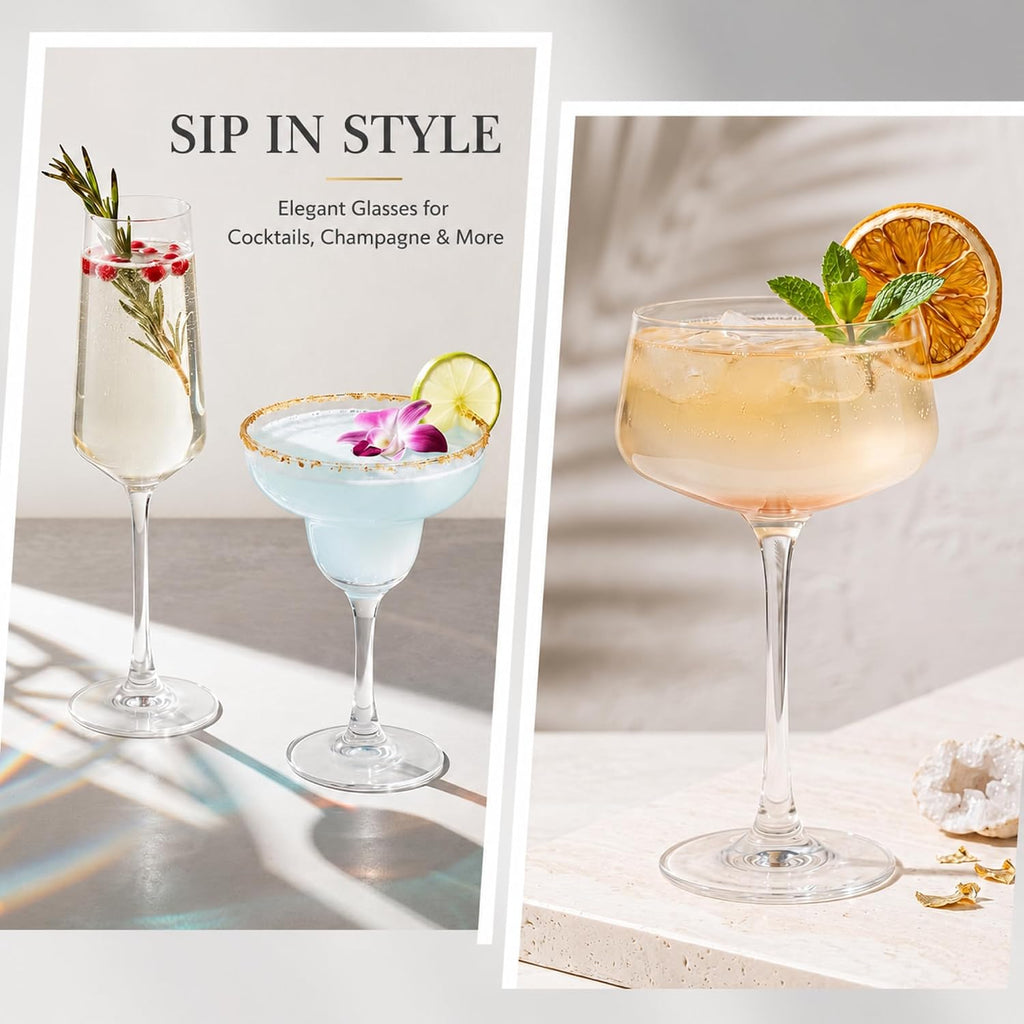 10 Set Cocktail Glasses Mixed Drinkware,10-piece Complete Set