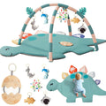 Baby Tummy Time Mat, Oversize Dinosaur Shaped Baby Play Gym Mat with 6 Toys, Play Mat for Babies 0-6-12 Months