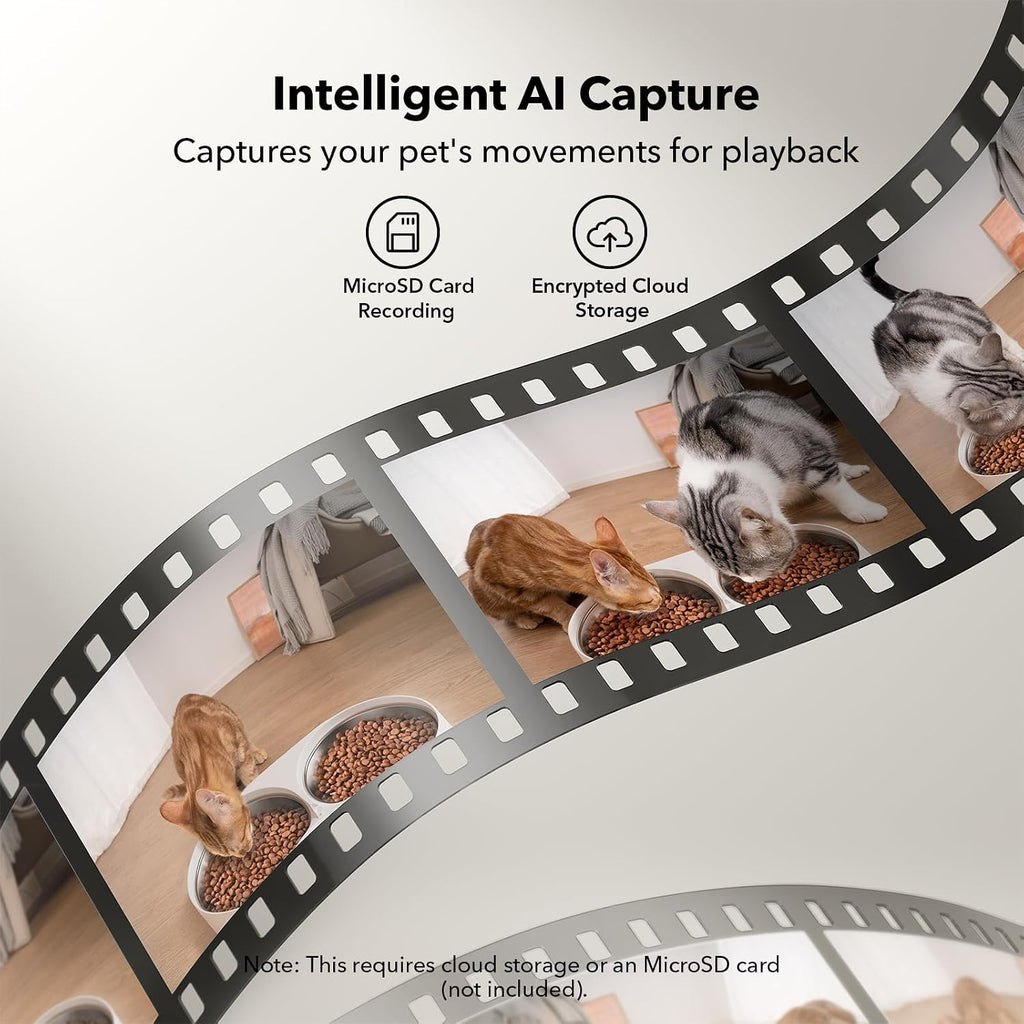 Automatic Cat Feeder with Camera for Two Cats, 1080P HD Video with Night Vision, 5G WiFi Pet Feeder with Phone APP