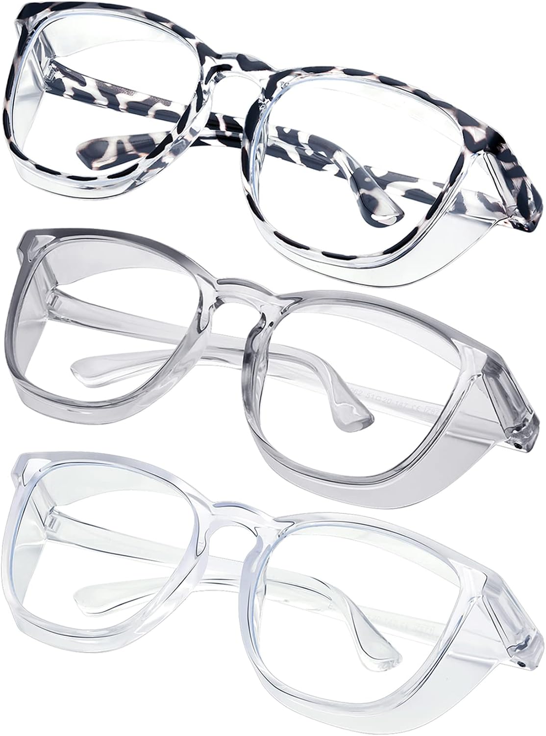 Safety glasses Goggles Nurses Protective Eyewear - Anti Fog Square Frame Stylish Clear Glasses for Women Men
