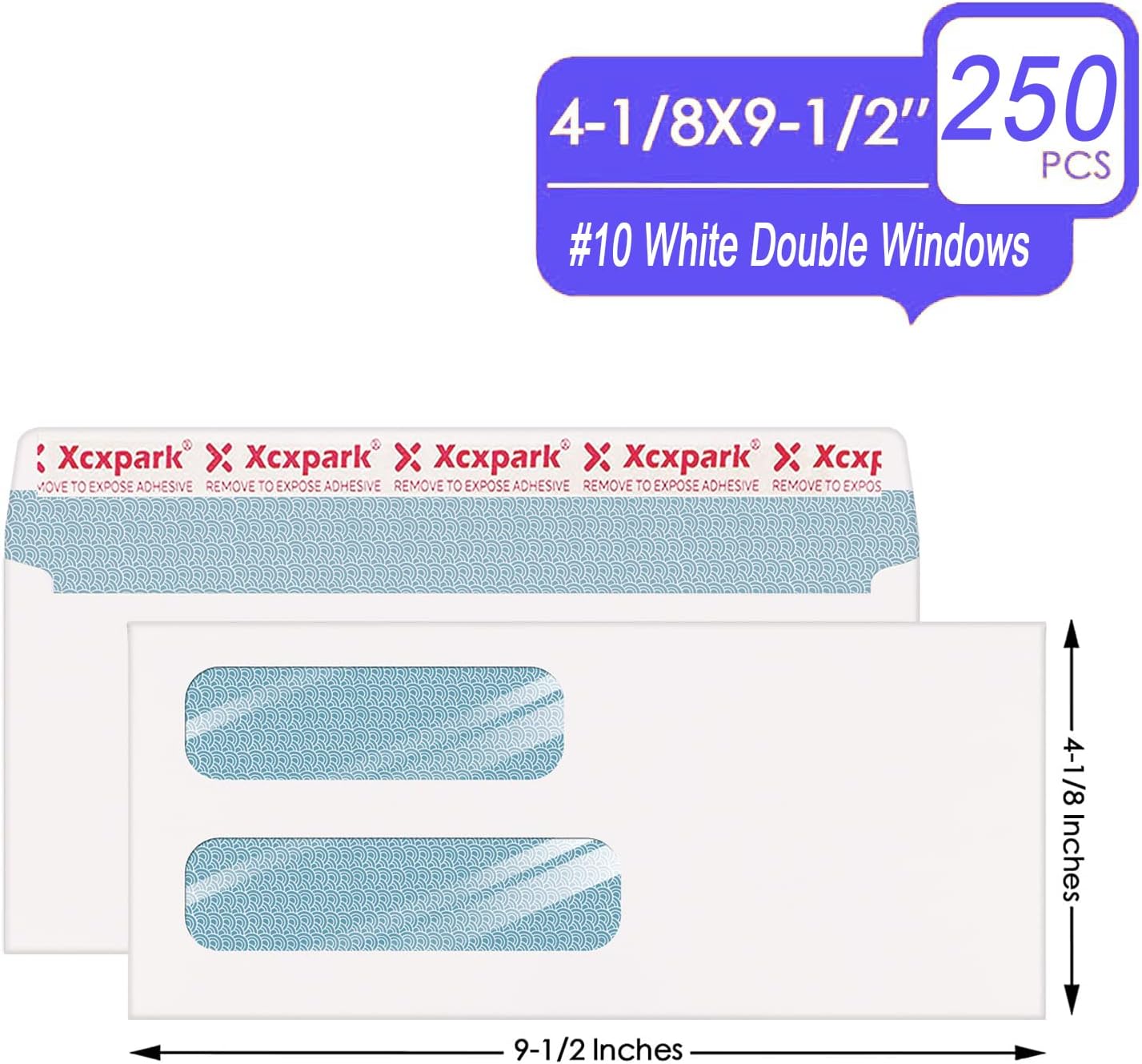 250 PCS #10 Double Window White Security Envelopes for QuickBooks Invoices, Most Statements And Documents Self Seal