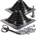 #3 Metal Roof Pipe Flashing 2-Pack, Silicone Roof Vent Boot, Black