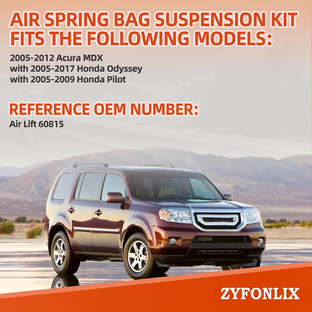 Air Spring Bag Suspension Kit Compatible with 2005-2012 Acura MDX 2005-2017 Odyssey 2005-2009 Pilot OEM Number Replace 60815 Up to 1,000 lbs