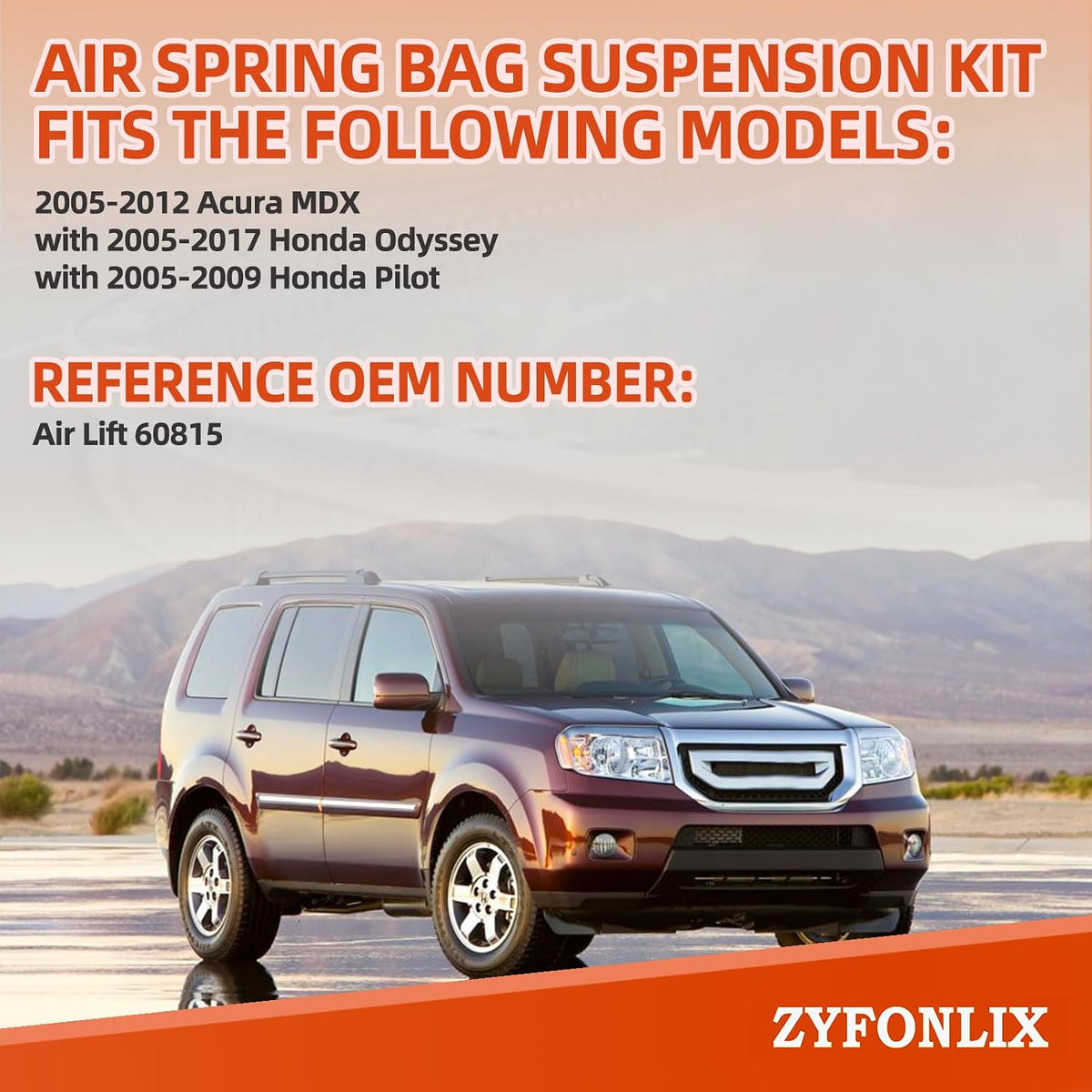 Air Spring Bag Suspension Kit Compatible with 2005-2012 Acura MDX 2005-2017 Odyssey 2005-2009 Pilot OEM Number Replace 60815 Up to 1,000 lbs