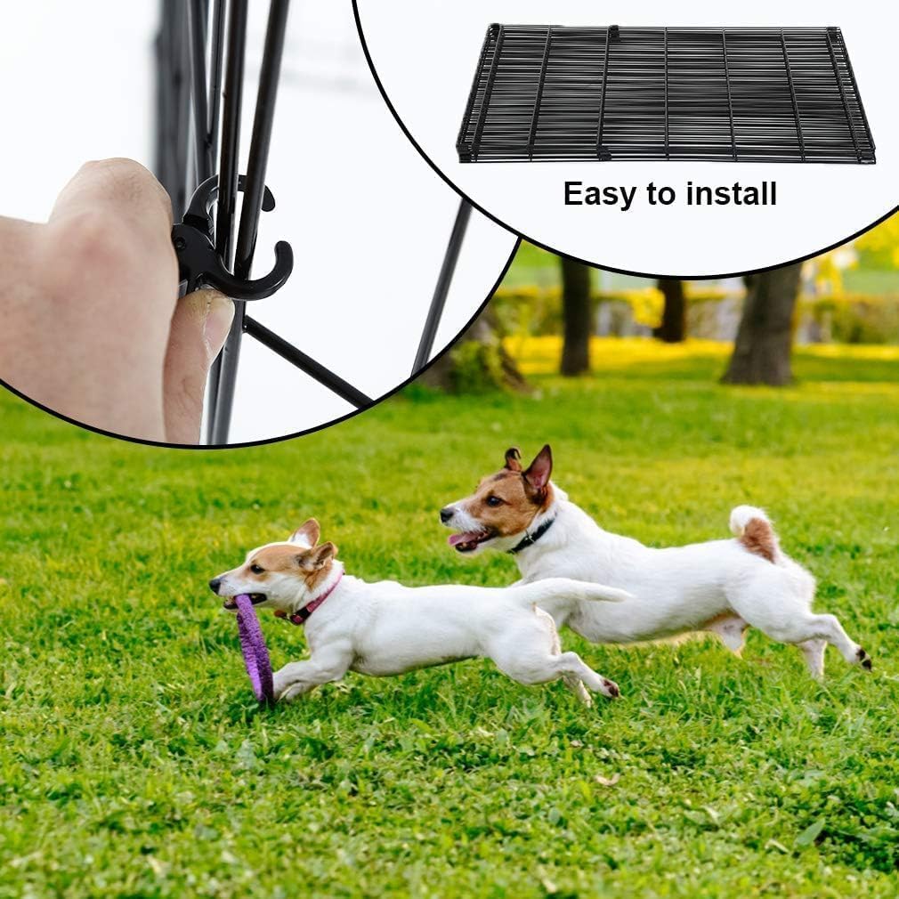 Foldable Dog Playpen | 24 Inch, 8 Panels | Metal Pet Exercise Pen | Indoor Outdoor Portable Dog Fence with Door |