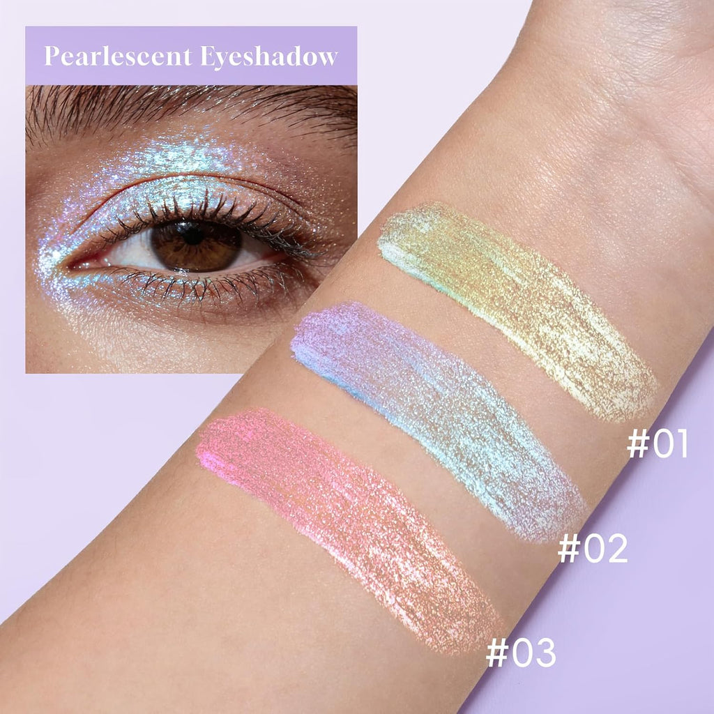 Holographic Duochrome Glitter Eyeshadow, Metallic Shimmer Liquid Eyeshadow Inner Corner Eye Brightener Highlighter