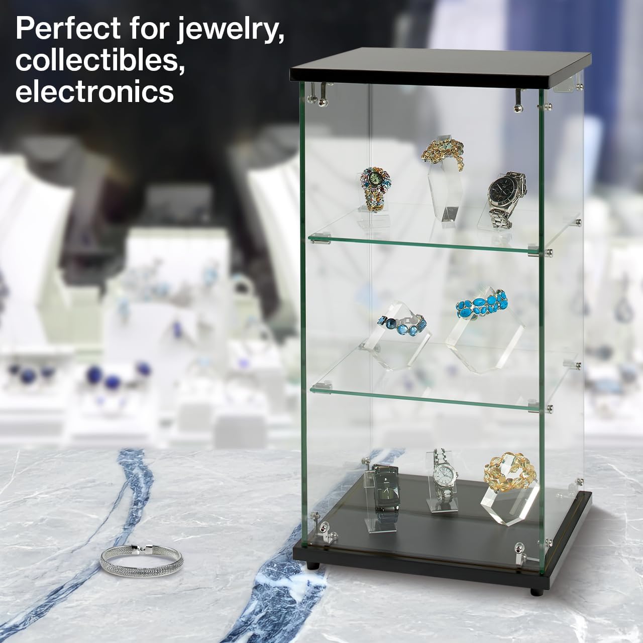 Infinity Countertop Glass Display Case (Ready to Assemble) - 12-1/4"W x 14-1/4"D x 27-1/4"H - Showcase Cabinet
