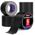 Black Gaff Tape 5 Pack, 3 Inch x 30 Yards Gaffers Tape, No Residue