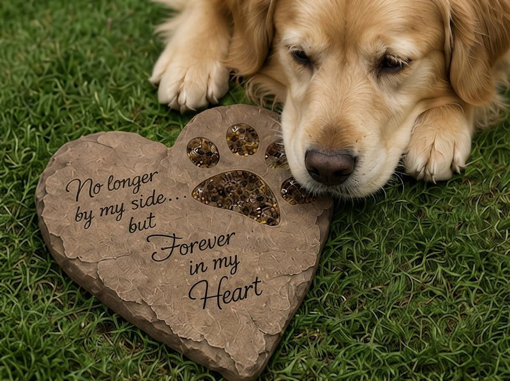 Pet Memorial Garden Stepping Stone Heart Paw Print, 9.5 Inch