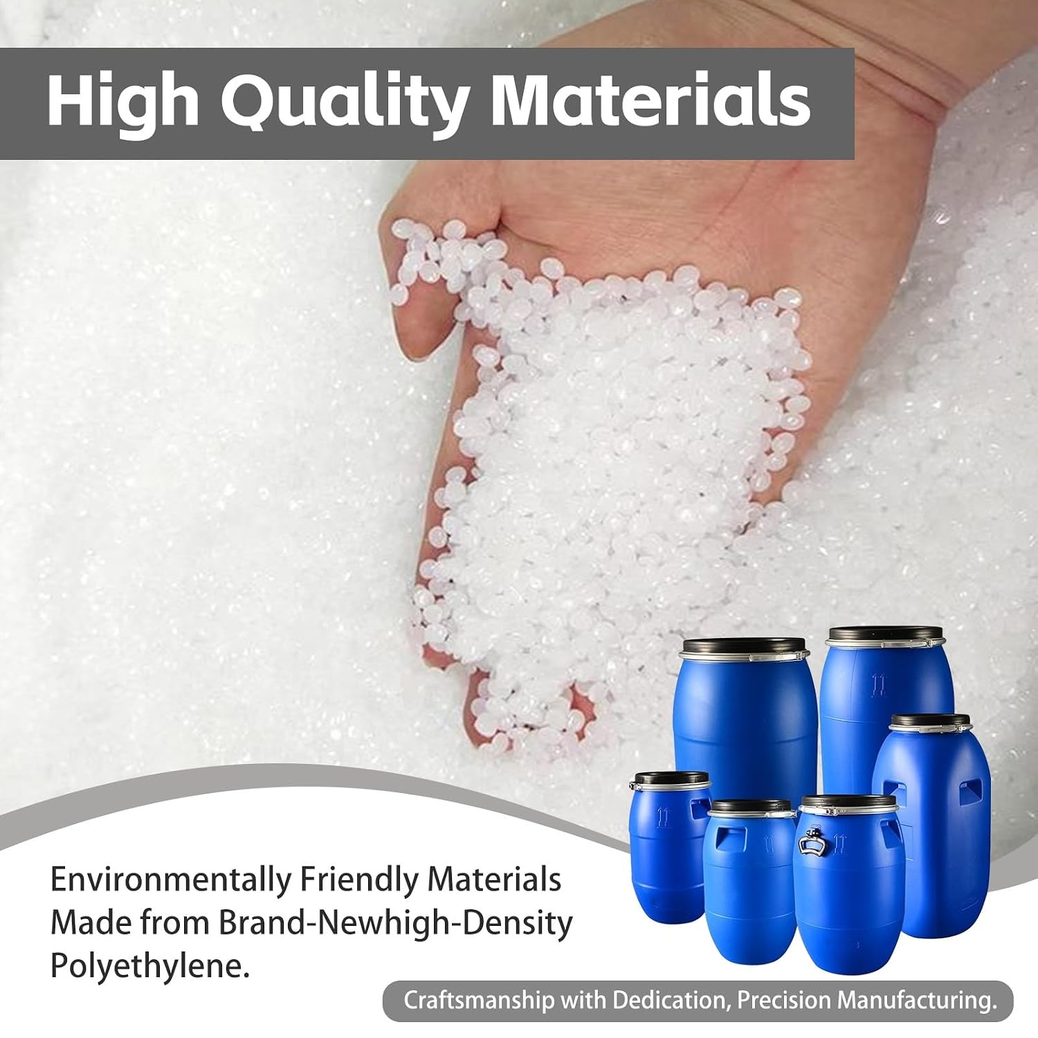 Plastic Water Storage Barrel with Lid, Food Grade, Air Tight, for Shipping, Industrial Use, and Rain Water