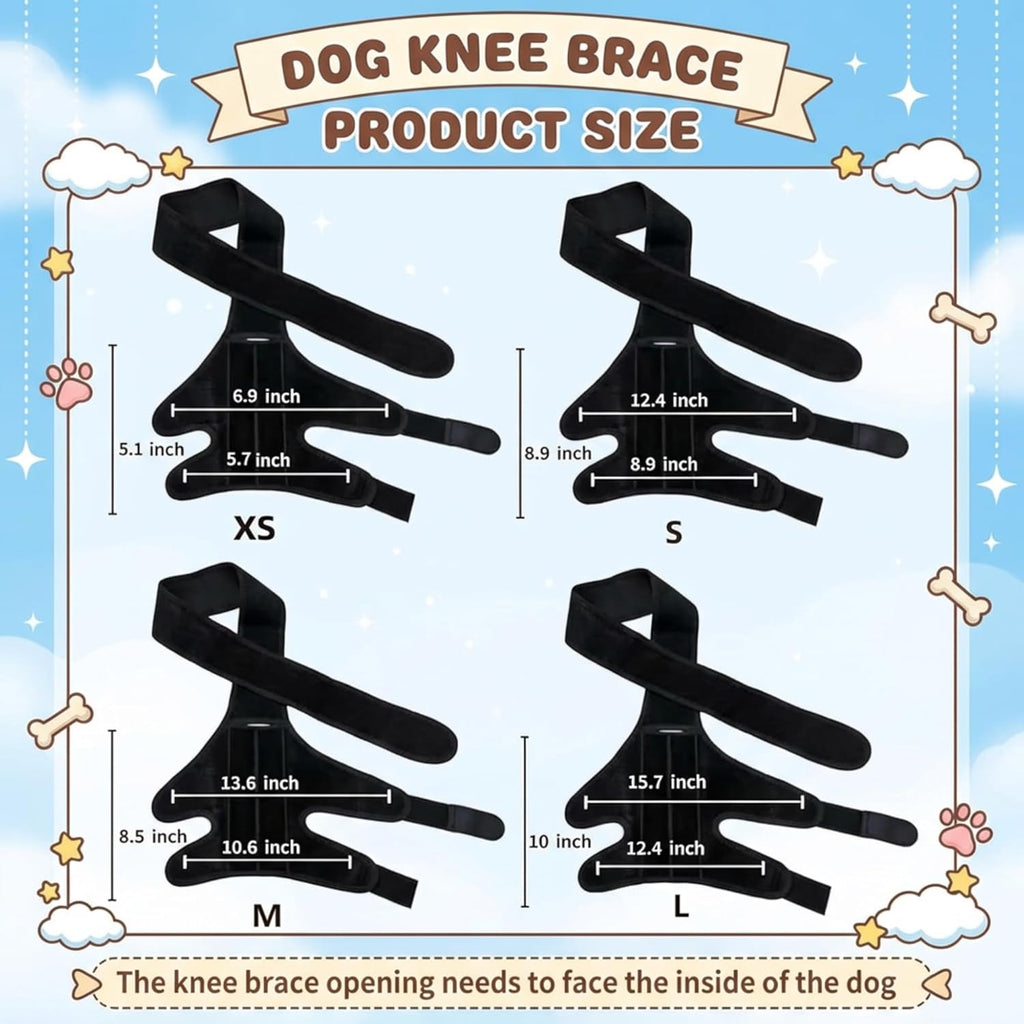 Dog Knee Brace for Back Leg – Large, Adjustable Rear Leg Support Wrap with Side Stabilizers, Breathable Neoprene for