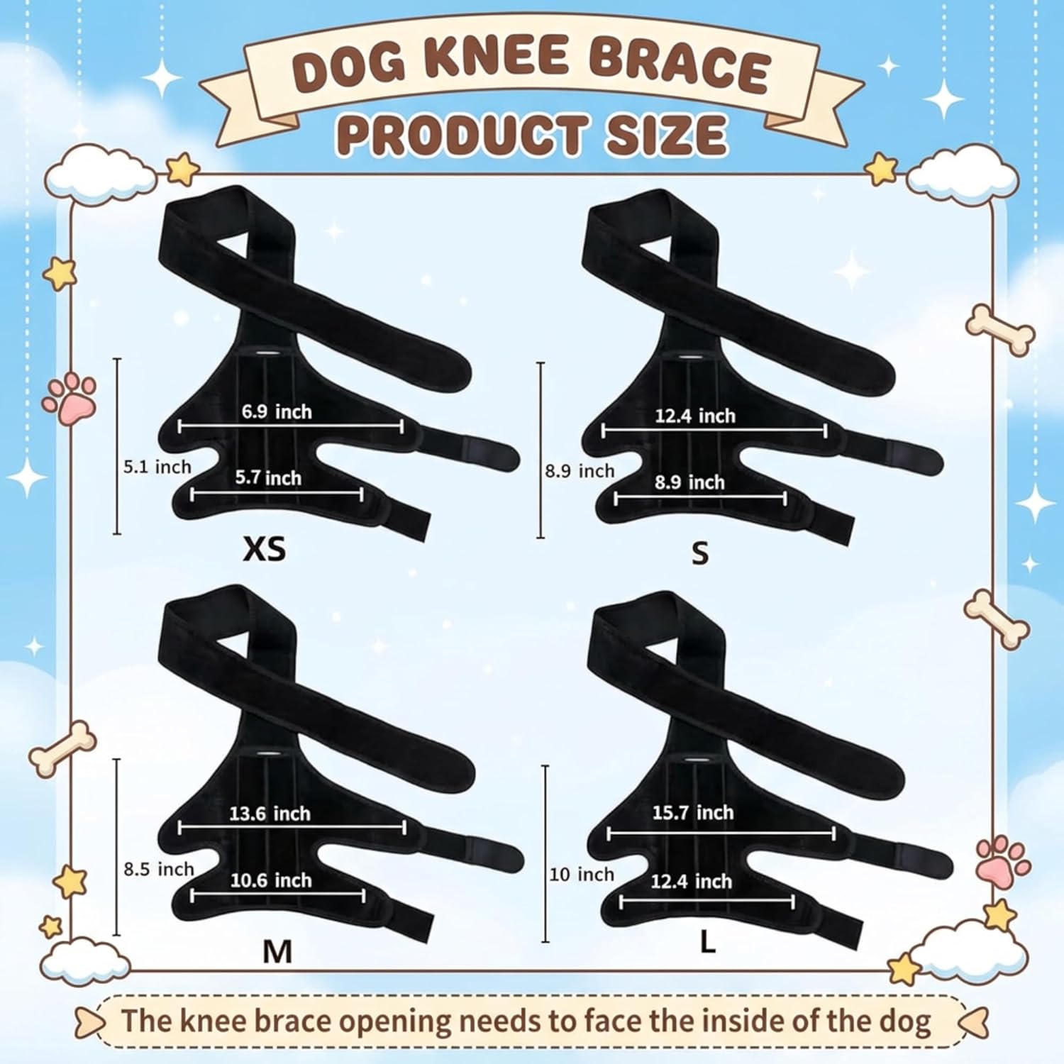 Dog Knee Brace for Back Leg – Large, Adjustable Rear Leg Support Wrap with Side Stabilizers, Breathable Neoprene for