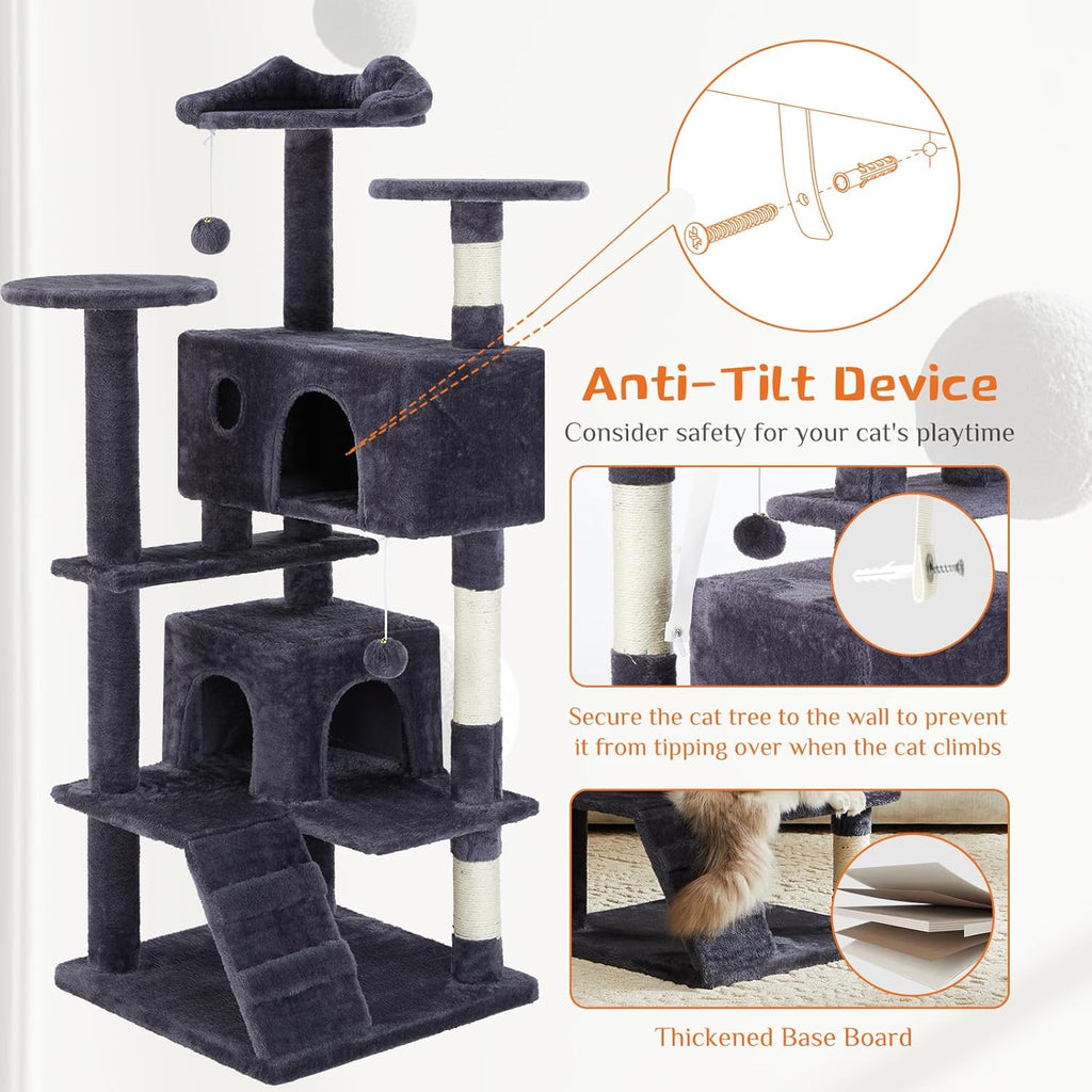 54 Inch Cat Tree Tower with Sisal Scratching Posts