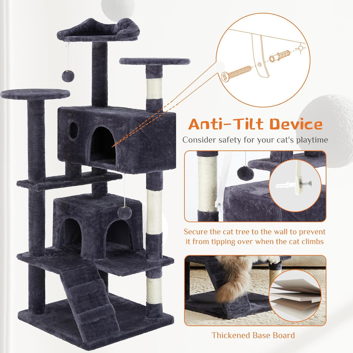 54 Inch Cat Tree Tower with Sisal Scratching Posts