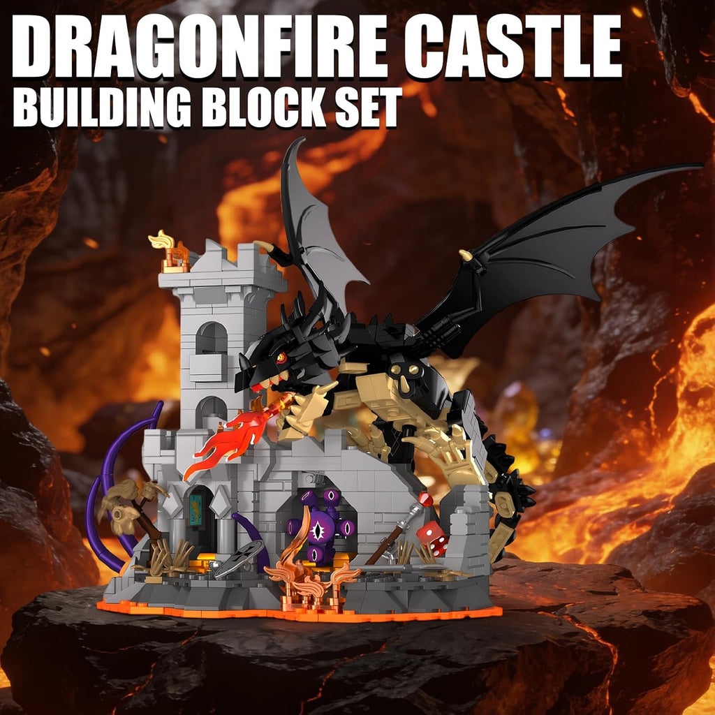 Dragon Castle Building Sets with Dice Tower Medieval Castle Building Blocks Sets Dice Rolling Tower Castle Model Kits