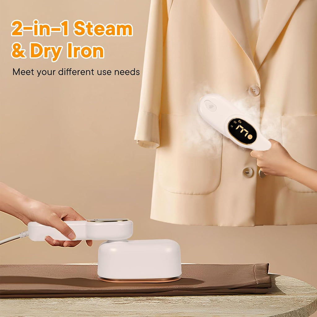 Smart Travel Steamer for Clothes, 1200W Handheld mini travel Steam All-in-One Portable Steamer Iron with LCD Display