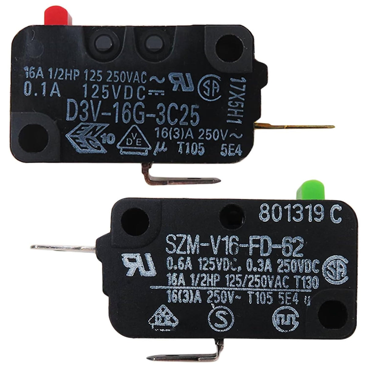Updated Microwave Door Safety Switch - Replacement Pair for GE, for Hotpoint & for Kenmore
