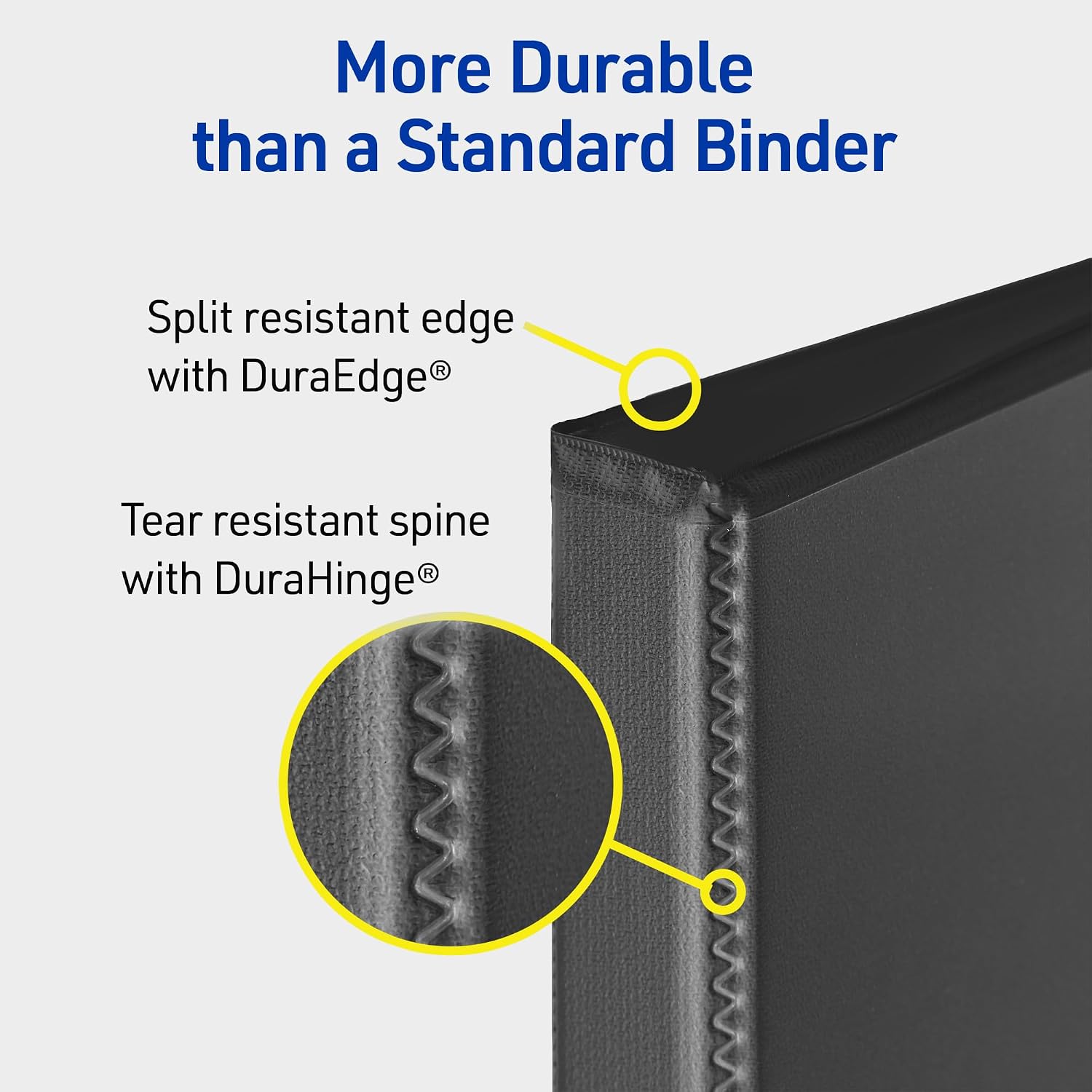 Durable View 3 Ring Binder, 3 Inch Slant Rings, 635 Sheet Capacity, Black, Holds 8.5 x 11 Paper, 3.5" Wide Spine