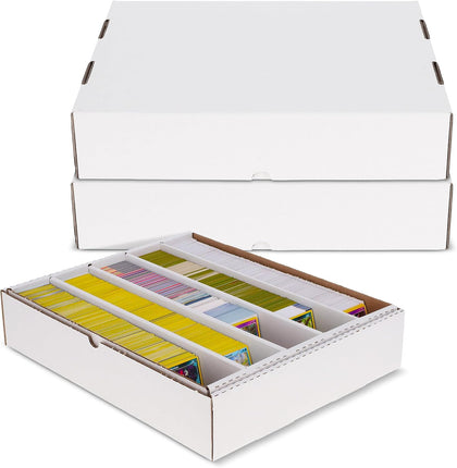 5000-Count Trading Card Storage Boxes with Full Removable Lids, 2 Pack | Each five-row box holds 5,000 trading cards