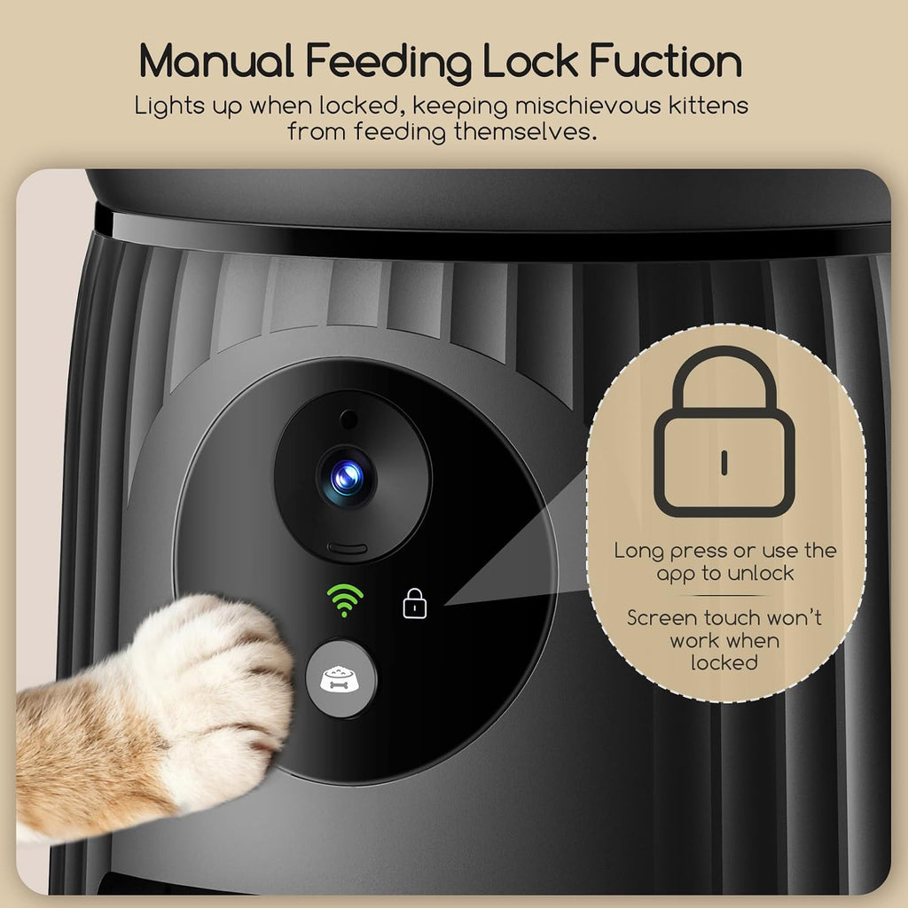 Automatic Cat Feeder with Camera, 1080P HD Video with Night Vision, 5G WiFi Automatic Dog Feeder with APP Control