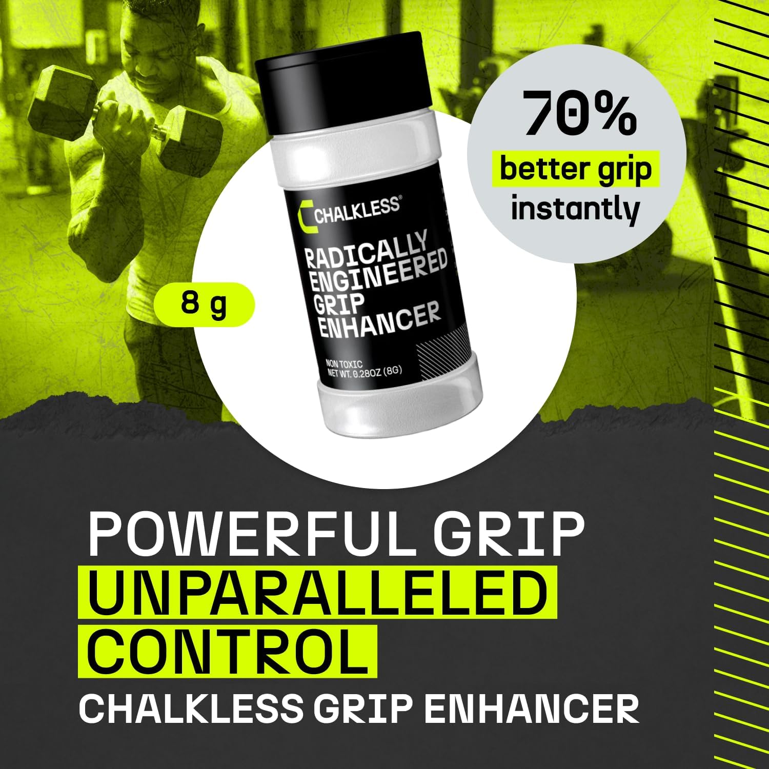 Grip Enhancer - Premium Liquid Chalk Alternative & Less Mess Hand Chalk for Weightlifting, Powerlifting, Yoga