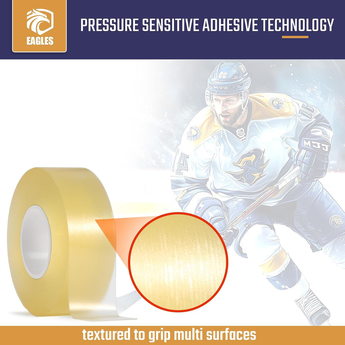 Hockey Tape Multipurpose Cloth Tape Roll for Lacrosse Baseball & Softball Bats, Rackets, Pullup Bars, Gardening