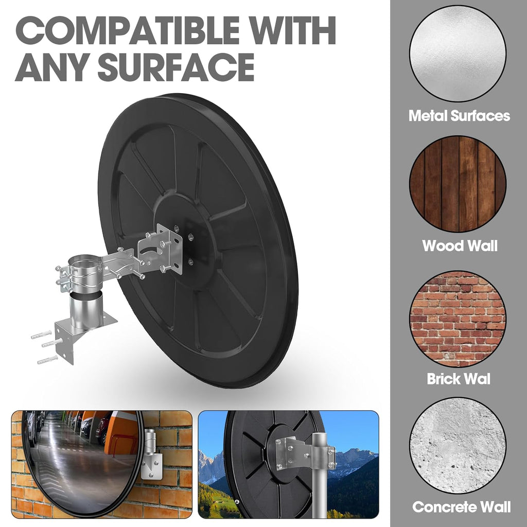 Convex Traffic Mirror - 32'' Outdoor and Indoor Driveway & Security Parabolic Safety Mirror, Acrylic Convex Mirrors