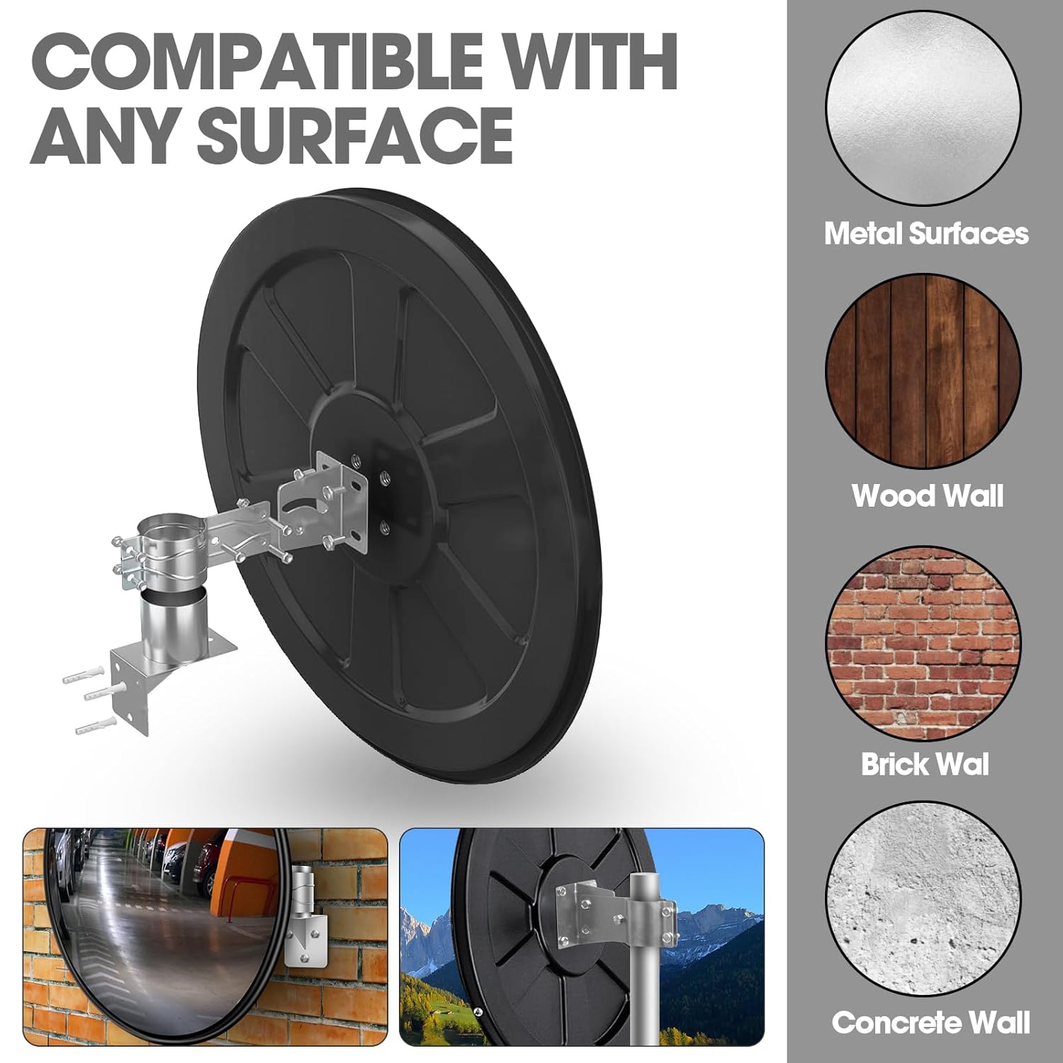 Convex Traffic Mirror - 32'' Outdoor and Indoor Driveway & Security Parabolic Safety Mirror, Acrylic Convex Mirrors