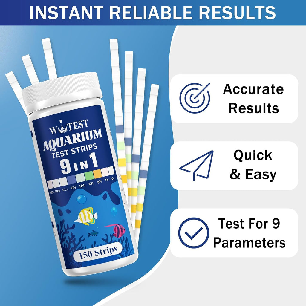 9 in 1 Aquarium Test Strips 150 Aquarium Test Kit Fish Tank Test Kit | Quick & Accurate Aquarium Water Testing Strips