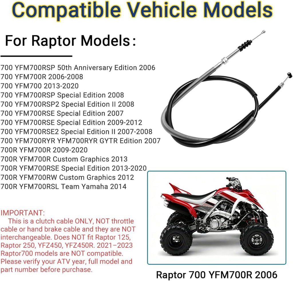 1S3-26335-01-00 Clutch Cable for Yamaha Raptor 700 YFM700R ATV