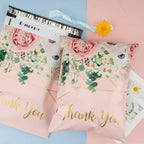 Poly Mailers Shipping Bags Thank You Notes Flowers Surrounded 3 Mil Heavy Duty Self Seal Mailing Envelopes - Pink, 12