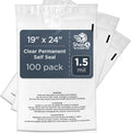 100 Count 19x24 Clear Poly Bags with Suffocation Warning, 1.5 Mil