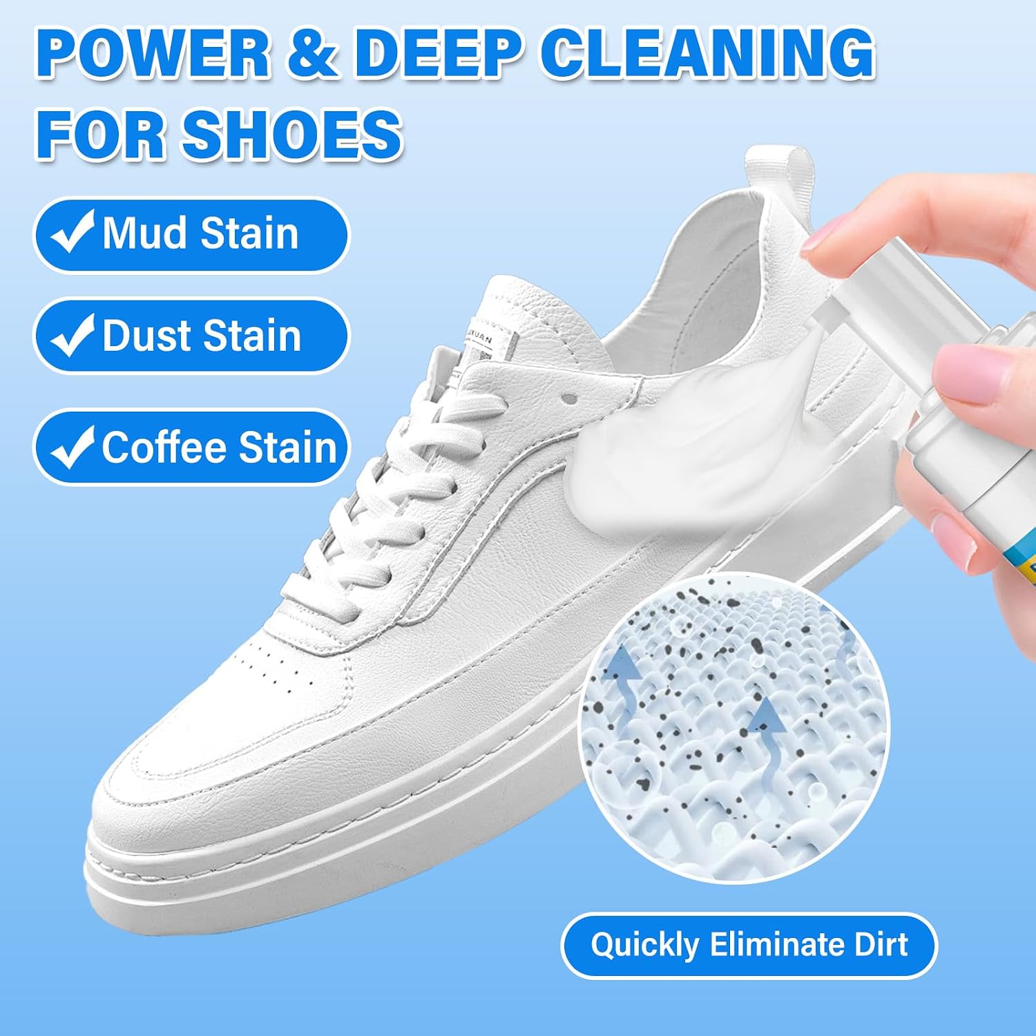 Shoe Cleaner, 6.76 fl oz Shoe Cleaning Kit with Brush and Towel, White Sneaker Cleaner for Removing Stains